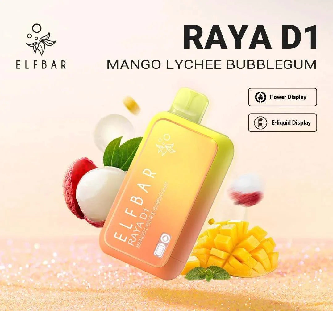 ELF BAR RAYA D1 – Mango Lychee Bubblegum - Vape Shop Kolkata