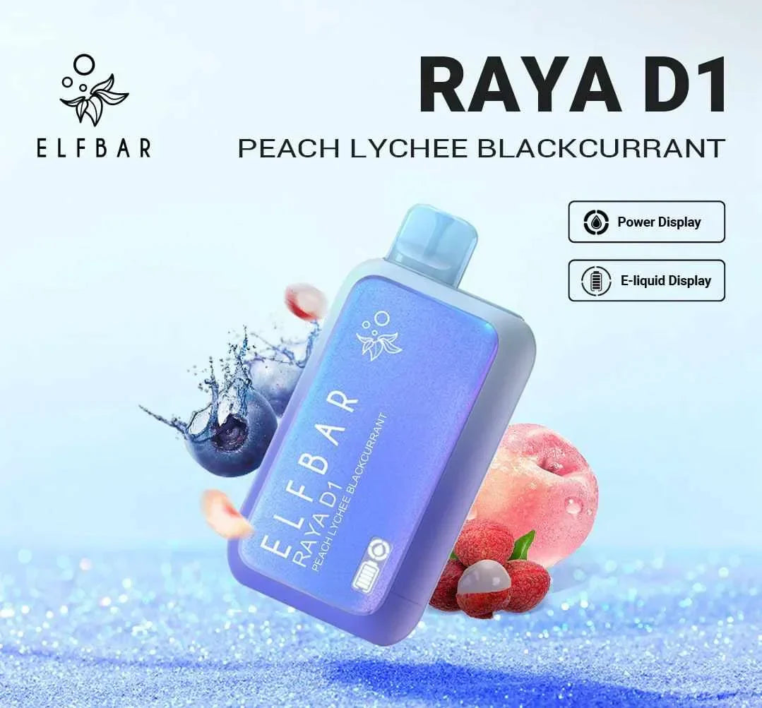 ELF BAR RAYA D1 – Peach Lychee Blackcurrant - Vape Shop Kolkata