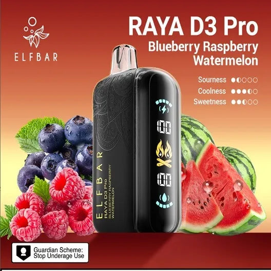 Elf Bar Raya D3 Pro 30K Blueberry Raspberry Watermelon - Vape Shop Kolkata